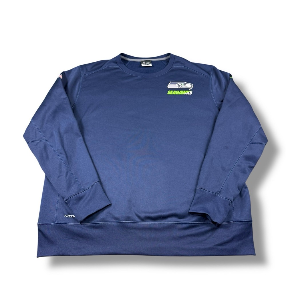 Nike NFL On-Field Seattle Seahawks Therma-Fit Crewneck Sweatshirt Mens 2XL EUC